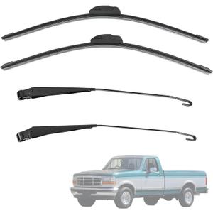 F1TZ-17526-AA 1 Pair Front Windshield Wiper Arm & Blade Kit F4TZ-17526-A Compatible With Ford F-150/F-250/Bronco 1991-1996,F-350/ F-Super Duty 1991-1997