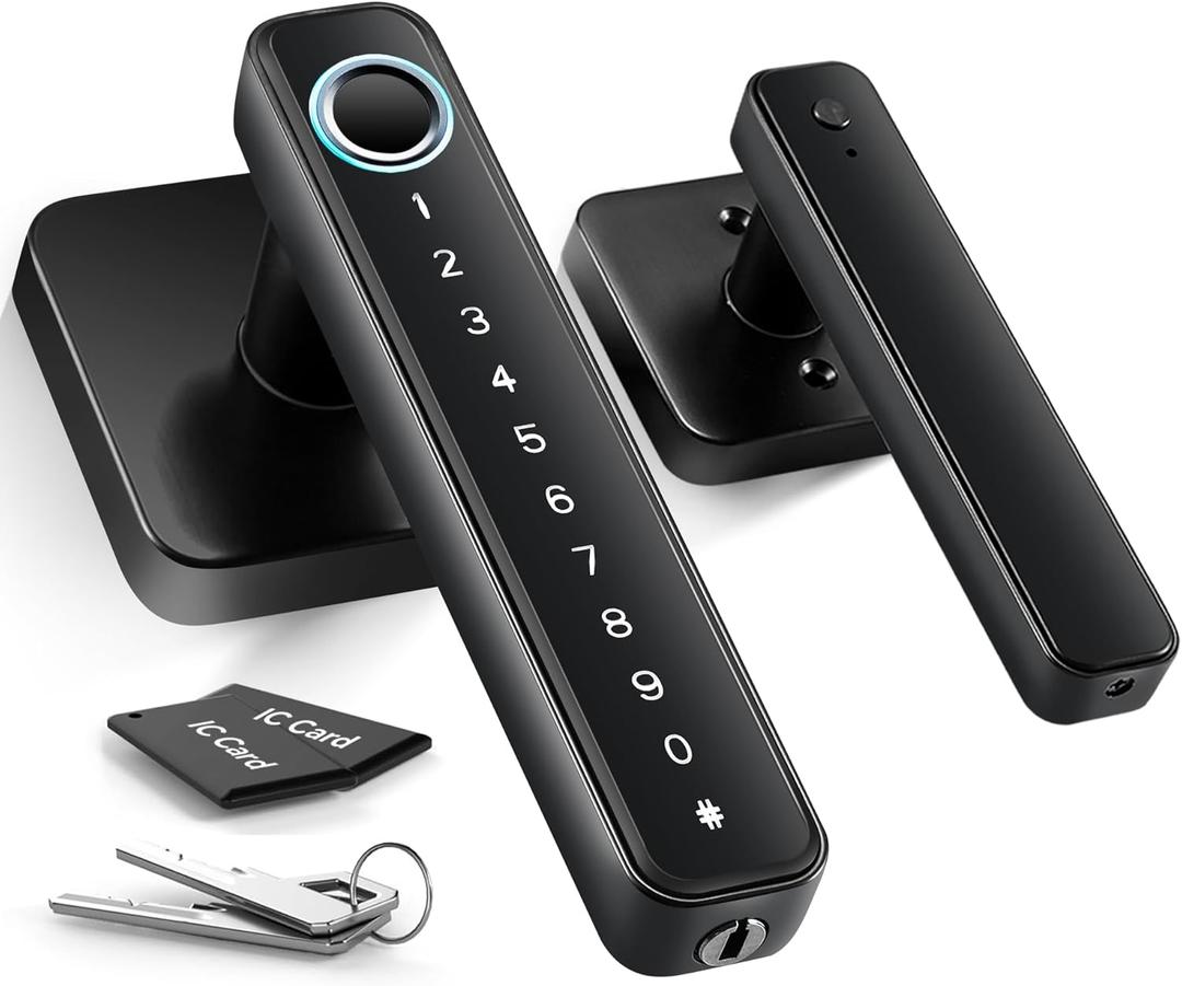 4in1 Smart Fingerprint Door Knob Lock  No App Required, Door Locks for Bedrooms & Offices, Finger Print Door Knobs with Keypad & Code