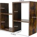 PAG Desktop Shelf Freestanding Wooden Small Bookshelf Desk Supplies Organizers and Accessories Storage Display Rack Office Dorm Decor for Women, Antique Brown (Style 4)