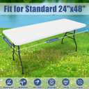 Moosfor Spandex 4 Foot Rectangle Table Cloth, Elastic Fitted Tablecloths for Picnic, Stretch Washable Patio Table Cover for Outdoor, Camping, Banquet and Parties (White, 24"x48")