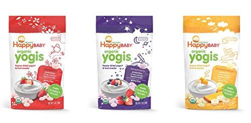 Happy Baby Organic Yogis FreezeDried Yogurt & Fruit Snacks, 3 Flavor Variety Pack, 1 Ounce, 3 Count, Best By: 15 JUL 2026