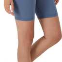 Hanes Womens Moves Bike Shorts, Soft & Stretchy Workout Shorts with Interior Pocket, Moisture-Wicking, 3” Or 7" Inseam (Blue, L)