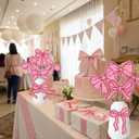 Pink Bow Party Decorations - 10PCS Bow Party Centerpieces Stick for Bachelorette, Coquette Birthday Party, Wedding, and Photo Booth Props