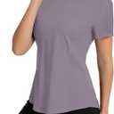 AVOOGUE Women's Short Sleeve Workout Tops Quick Dry Athletic UPF50+ Sun Protection Shirts Gym Hiking Running Yoga Clothes, Size XL