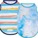 cyeollo 2pack Dog Cooling Shirt, Breathable Sleeveless Summer Clothes for Dogs, Intant Cool Dog T Shirts for Small Dogs, Blue Sky S