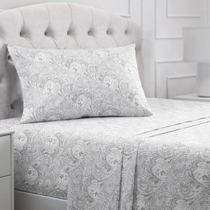 Mellanni Twin Sheets Set - 3 PC Iconic Collection Bedding - Hotel Luxury, Extra Soft, Cooling Bed Sheets - Wrinkle, Fade, Stain Resistant (Twin, Paisley Gray)