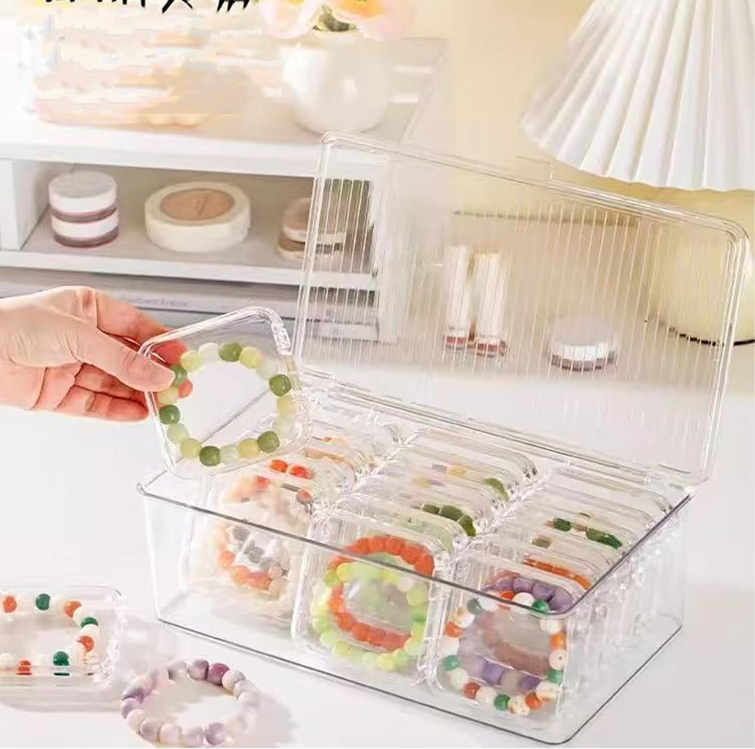 Acrylic jewelry box, jewelry desktop storage box, transparent dust-proof and moisture-proof jewelry finishing box, portable flip box +21 independent bracelet boxes.