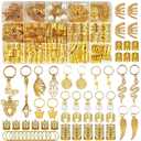 Hair Jewelry, Dreadlock Accessories, Gold Hair Cuffs, Soft Lightweight Braid Accessories, Sturdy Loc Jewelry, Adjustable Braid Jewelry, Loc Jewels for Black Women, Men (225Pcs-Gold), Pack Of 2