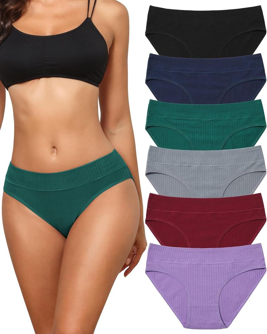Oegho 6 Pack Cotton Hipster Underwear For Women Plus Size Soft Strench Breathable (Multicolor-6 Pc)