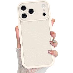 MZELQ for iPhone 17 Pro Max Case 2025 Case, Silicone Wave Ripple Cute Pattern, Camera Protection Soft Slim Shockproof for Girls Women -White