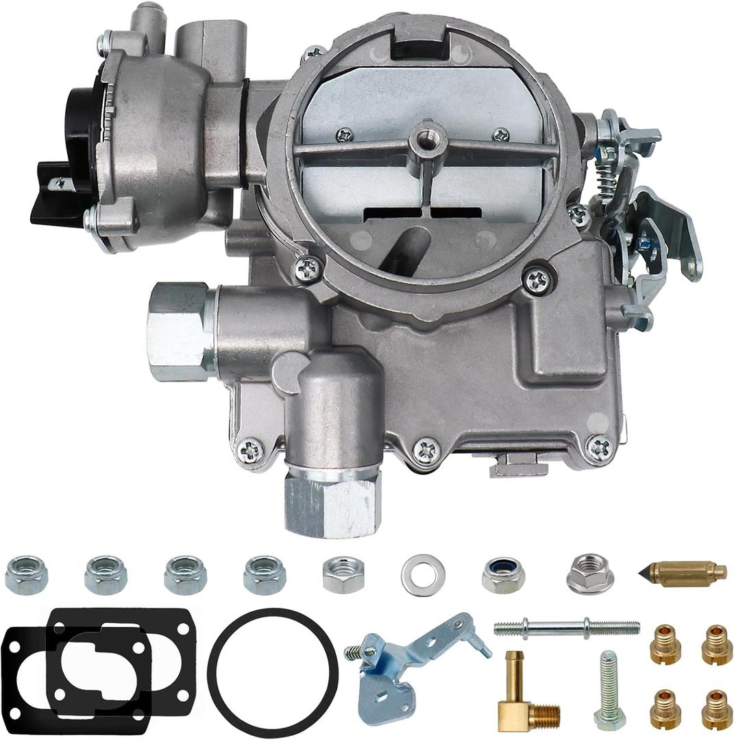 Marine Carburetor 2 Barrel Carb for Mercruiser 3.0L 2.5L 4 CYL Engines with Electric Choke Jets Long Linkage and Gaskets nut, Replace 3310-864940A01, Base Bolt Pattern is 3 3/4 X 2 inches