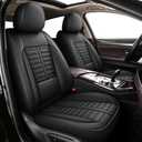 2 Front Seat Covers Fit for Jeep Grand Cherokee 2005-2025 2026, Premium Car Seat Covers Cushion with Lumbar Support Waterproof Faux Leather Vehicle Seat Protector (2 Seat, Black)