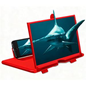 12inch Phone Screen Magnifier with HD Enlargement Display and Phone Stand. 3D HD visuals, Stable Foldable Design, Compatible with All Smartphones (Red)
