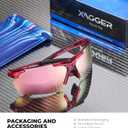 Polarized Sports Sunglasses for Men Women Wrap Around UV400 Running Baseball Softball Cycling Driving Glasses (Red)