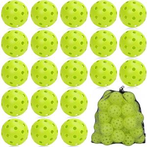 SAYAYA 24 Pack Outdoor Pickleball Balls Premium High Visibility Pickleballs Stable Flight & Consistent Bounce 40 Holes Pickle Balls with Mesh Bag for Beginners, Tournaments, Family & Outdoor Play