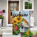 DLZDN Welcome Sunflower Cardinal Garden Flag 1218 Inch Double Side Vertical Burlap Farmhouse Yard Flag Spring Summer Seasonal Outdoor House Decoration