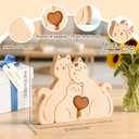Wooden Cat Family Puzzle, Personalized Wooden Puzzle Customized 4 Name Puzzle for Home Crafts Decor, House Warming Birthday Family Party for Mother's Day New Baby