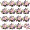 Yuxung 14 Bundles Artificial Peonies Silk Peonies Faux Flower Bouquet Fake Peony Flower Arrangements Table Centerpieces for Vase Wedding Party Boho Home Office Decoration Bulk (Pink, Purple)