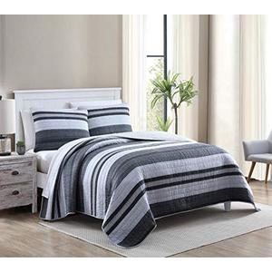 Nautica - King Quilt Set, Cotton Reversible Bedding, Bedding Set for All Seasons (Ardmoore Grey, King)