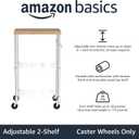 Amazon Basics Portable Kitchen 3-Tier Storage Rack on Caster Wheels with Adjustable 2 Shelves, 175 Pound Capacity, 21 x 15 x 36.7 inches (LxWxH), Wood/Chrome