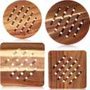 4 Pcs Acacia Trivet Mat Set 5.8inch 7inch Thicken Acacia Wood Hot Pads Trivets Heat Resistant Pads for Hot Dishes Pot Bowl Teapot, 2 Square 2 Round