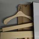 Civaner 11 Pcs Doll Garment Rack with Wooden Clothes Hanger for 18 Inch Girl Doll Clothes Mini Hangers Wardrobe Furniture Accessories for Dollhouse Baby Shower Supplies (Wood)