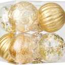 XmasExp 8ct Christmas Ball Ornaments Set -Large Clear Plastic Shatterproof Xmas Tree Ball Hanging Baubles Stuffed Delicate Glittering for Holiday Wedding Xmas Party Decoration (100mm/3.94", Gold)