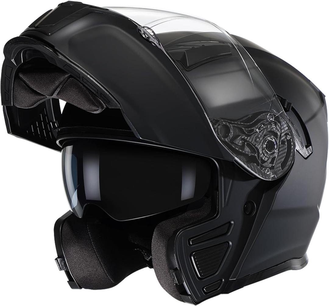 TRIANGLE Modular Motorcycle Helmets for Men Flip Up Full Face Helmet Dual Visor with Internal Sunshield DOT Approved Large