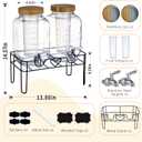 2 Pack1Gallon Glass Drink Dispenser with Stand&Bamboo Lids&Fruit Infuser,304 Stainless Steel Leak-Proof Spigot,Beverage Dispenser for Parties,Water Sangria Juice Sun Tea Lemonade(Natural)