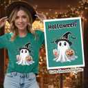 Women's Floral T-Shirts Graphic Loose Tees Sunflower Graphic Summer Short Sleeve Boho Casual Tops (Medium, Hallowen-d)