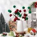 Newwiee 6 Pcs 11.8 Inch Christmas Tree Pick Felt Christmas Ornament Spheres Ball Pick Woolen Xmas Tree Branch Hanging Decoration Ball Topper for Wreath Home Office Party Decor (Green, Wine Red, White)