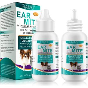 VOSIFSDIY Ear Mite Treatment for Dogs and Cats, Dog Ear Infection Treatment, Ear Mite Treatment for Dog Yeast Infection, 100% Natural Dogs Cats Ears Drops-2PCS