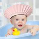 Safe Shampoo Shower Bathing Protection Bath Cap Soft Adjustable Visor Hat for Toddler, Baby, Kids, Children (Pink Lotus)