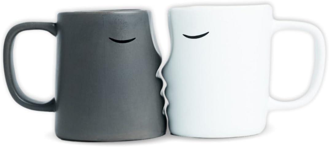 Occasionals Kissing Couple Mug Set, Wedding present for Couples, Engagement Gifts, Valentines Day, Cute Matching Couple Coffee Cups Bride and Groom Husband and Wife, His and Hers, Mr and Mrs (Gray/White)