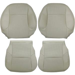 FZJDSD Ecru Tan Driver & Passenger Side Bottom & Top Lean Back Perforated Microfiber Leather Seat Cover Compatible with Lexus GX460 2010 2011 2012 2013 2014 2015 2016 2017