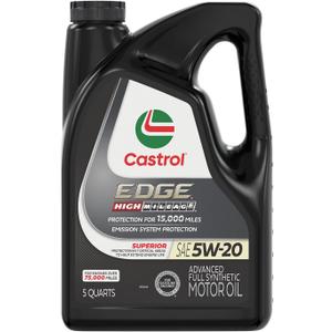 Castrol EDGE High Mileage 5W-20 Advanced Full Synthetic Motor Oil, 5 Quarts