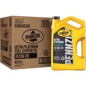 Pennzoil Ultra Platinum Full Synthetic 5W-20 Motor Oil, 5 Quart (3 Pack)