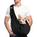 Dog Carrier Sling - Reversible Puppy Carrier Purse with Storage Pocket, Hand-Free Dog Sling Carrier for Carry Small Dogs and Cats, Travel Safety Harness, Dog and Cat Harness(Black)