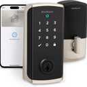 Kwikset Halo Select Plus Satin Nickel Touchscreen Apple Home Keys Tap-to-Unlock, Wi-Fi and Matter Enabled Smart Lock Deadbolt with Door Status Sensor and Intrusion Detection