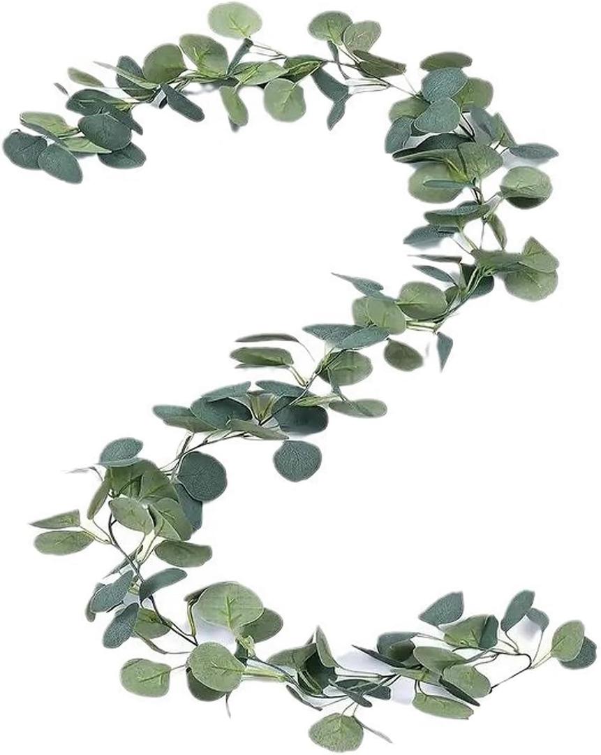 Artificial Eucalyptus Garland Faux Silk Leaf Dcor Anniversary Engagement Party Wedding (1 Pcs Round Leaf)