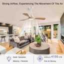 42" Ceiling Fans with Lights with Remote Control, Indoor Outdoor Wooden Ceiling Fan with 3 Wooden Blades for Patio, Living Room, Dining Room, Farmhouse and More. (White + Log Color)