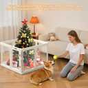 23.6 H Clear Acrylic Plastic Dog Playpen, 8Pcs Lightweight & Easy Assemble Playpen Divider, Durable Safety Play Pen Indoors, Puppy, Cat, Small Animal(White)