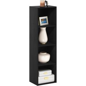 Furinno PASIR Book Shelf, 4-Tier Modern Bookshelf, Open Shelves Bookcase 9 x 12 x 42, Easy Assembly, for Living Room, Bedroom, Home Office, Blackwood, 4-Tier Cube