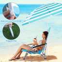 Huwena 2 Pack Beach Chairs with Umbrella for Adults, Low Folding Chair Set, Adjustable Detachable Umbrella, Lightweight Portable with Cup Holder & Carry Bag, for Beach Camping Travel(Blue)