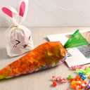 Jetec 100 Piece Easter Goodie Bags Including 40 Pcs 5.5 x 8.5 Inches Bunny Treat Bags and 60 Pcs Carrot Shape Gift Easter Candy Cone Cellophane with 100 Twist Ties Cookie Snack Party(Color Set B)