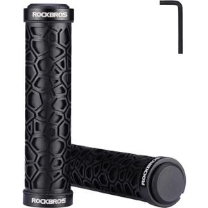 ROCKBROS Bike Handlebar Grips Double Lock-on Bike Grips Non-Slip Bicycle Handlebar Grips for MTB, BMX, Scooters, Folding Bikes 22.2mm (A5 - Black)