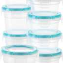 Snapware Total Solution 16-Pc Plastic Food Storage Containers Set,(4) 2-Cup & (4) 1.2-Cup Round Meal Prep Container, BPA-Free Lids with 4 Locking Tabs, Microwave, Dishwasher, and Freezer Safe (8 Pack)