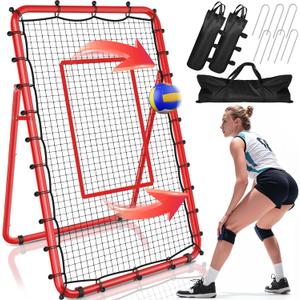 TomCare 7x4FT Volleyball Rebounder Net Volleyball Training Equipment with 5 Adjustable Angles Volleyball Practice Net for Bumping & Spiking Portable & Steady Indoor Outdoor Rebound Net with Sandbags