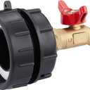 275 330 Gallon IBC Tote Tank Adapter 2.44" Fine Thread+ Lead-Free Water Shut-Off Valve Faucet (Adapter2.44" Fine Thread Tote Valve)