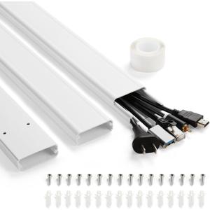 47in TV Cord Hider, YCLYC Cord Hider for Wall Mount TV, Large Cable Hider, Paintable Wire Covers for Cords, Cable Management Cord Organizer, Wire Hiders for TV on Wall 3*L15.7in W2in H0.7in, White